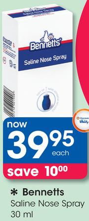 Bennetts saline nose store spray