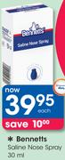 Bennetts Saline Nose Spray-30ml