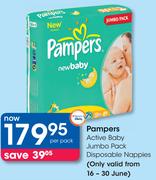 Pampers Active Baby Jumbo Pack Disposable Nappies-Per Pack