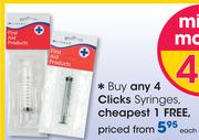 Clicks Syringes-Each