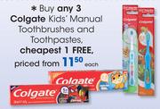 Colgate Kids Manual Toothbrushes And Toothpastes