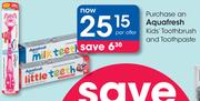 Aquafresh Kids Toothbrush And Toothpaste-Per Offer