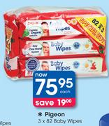Pigeon 3 x 82 Baby Wipes-Each