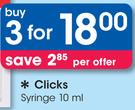 Clicks Syringe-3 x 10ml