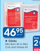 Clicks Mini Burn Kit Or Mini Cuts And Grazes Kit-per Kit