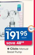Clicks Manual Breast Pump-Each