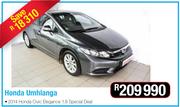 Honda Umhlanga 2014 Honda Civic Elegance 1.8 Special Deal