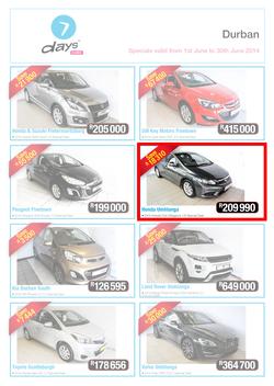 7 Days Cars : KwaZulu Natal (1 Jun - 30 Jun 2014), page 1