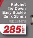Ratchet Tie Down Easy Buckle 2m X 25mm FED.LB147B