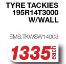 Tackies Tyre 195R14T3000 W/Wall EMS.TKWSW14003-Each