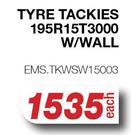 Tackies Tyre 195R15T3000 W/Wall EMS.TKWSW15003-Each