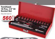 Tomi Hawk 18 Pce, 1/4" Dr Socket Set FED.AKT45010-Per Set
