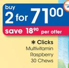 Clicks Multivitamin Raspberry-2x30 Chews