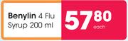 Benylin 4 Flu Syrup-200ml