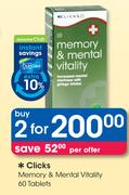 Clicks Memory & Mental Vitality-60 Tablets-2's