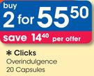 Clicks Overindulgence 20 Capsules-2's