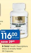 Solal Health Prescriptions Stress & Anxiety Relief-30 Capsules Per Pack