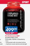 Pro Performance AMP Amplified Mass XXX Chocolate, Vanilla Or Strawberry-2727g