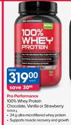 Pro Performance 100% Whey Protein Chocolate, Vanilla Or Strawberry-1009.8g