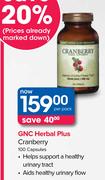 GNC Herbal Plus Cranberry-100 Capsules
