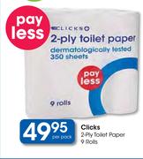 Clicks 2-Ply Toilet Paper 9 Rolls-Per Pack