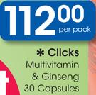 Clicks Multivitamin & Ginseng 30 Capsules-Per Pack