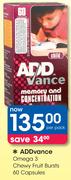 Addvance Omega 3 Chewy Fruit Bursts 60 Capsules-Per Pack
