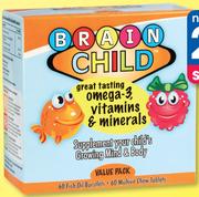 Brain Child Value Pack Fruity Fish Oil 60 Burstlets+ Multivit Chew 60 Tablets-Per Pack