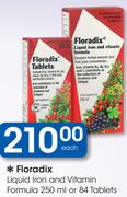 Floradix Liquid Iron And Vitamin Formula-250ml Or 84 Tablets Each