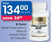 Solal Health Prescriptions Stress & Anxiety Relief 30 Capsules-Per Pack