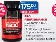 GNC Pro Performance L-Glutamine 1500 90 Capsules-Per Pack