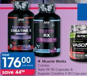 Muscle Works Combo Testo RX90 Capsules & Superior Creatine X 90 Capsules-Per Pack