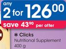 Clicks Nutritional Supplement-2x400g