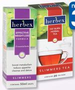 Herbex Slimmers Fat Burn Herbal Tea 20 Tea Bags-Per Pack