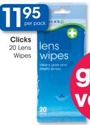 Clicks 20 Lens Wipes-Per Pack