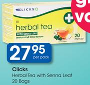 Clicks Herbal Tea With Senna Leaf 20 Bags-Per Pack