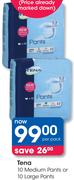 Tena 10 Medium Pants Or 10 Large Pants-Per Pack