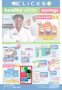 Clicks : Healthy Winter Savings (22 May - 15 Jun 2014), page 1