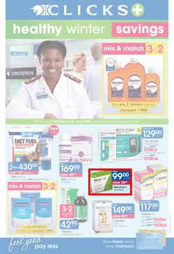 Clicks : Healthy Winter Savings (22 May - 15 Jun 2014), page 1