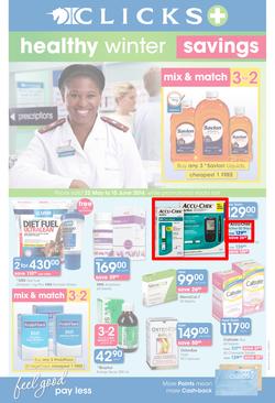 Clicks : Healthy Winter Savings (22 May - 15 Jun 2014), page 1