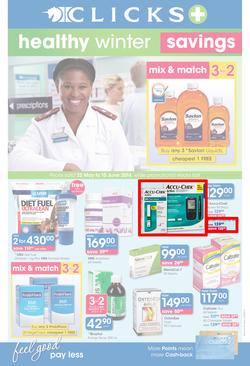 Clicks : Healthy Winter Savings (22 May - 15 Jun 2014), page 1