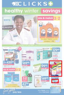 Clicks : Healthy Winter Savings (22 May - 15 Jun 2014), page 1