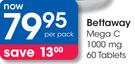 Bettaway Mega C 1000 mg 60 Tablets-Per Pack