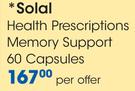Solal Health Prescriptions Memory Support 60 Capsules-Per Offer