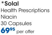 Solal Health Prescriptions Niacin 30 Capsules