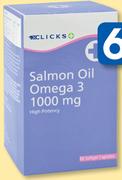Clicks Salmon Oil Omega 3 1000mg 60 Capsules-Per Pack