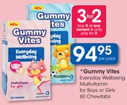 Gummy Vites Everyday Wellbeing Multivitamin For Boys Or Girls 60 Chewtabs-Per Pack