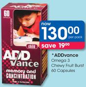 Addvance Omega 3 Chewy Fruit Burst 60 Capsules-Per Pack