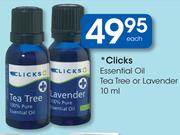 Clicks Essential Oil Tea Tree Or Lavender-10Ml Each