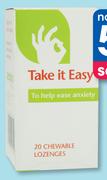 Take It Easy To Help Ease Anxiety 20 Chewable Lozenges Or Spray 20Ml-Per Pack